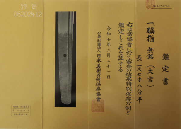 Antique Japanese Sword Wakizashi Attributed to Omiya <br>NBTHK <span style="color: #ff0000;"><strong> Tokubetsu Hozon</strong> </span>Certificate - Image 27