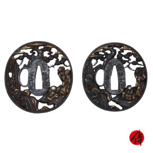 Antique Tsuba Daisho Set for Samurai Sword (T-848)