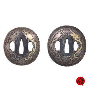 Antique Tsuba Daisho Set for Samurai Sword (T-840)
