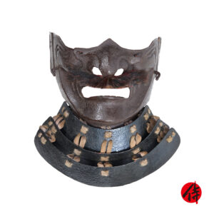 Antique Mid Edo Period Menpo Face Guard for Samurai Armor <span style="color: #ff0000;"> Kicho Shiryo</span> Certificate<br> (Menpo-28)