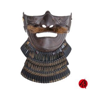 Antique Late Edo Period Menpo Face Guard for Samurai Armor <span style="color: #ff0000;"> Kicho Shiryo</span> Certificate<br> (Menpo-30)